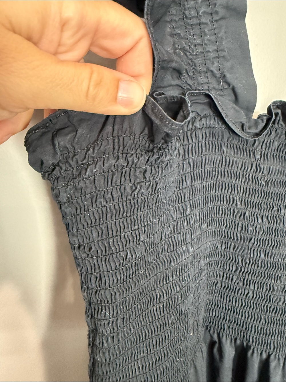 Hill House Home The Nap Dress Black Smocked Ruffle Midi Medium - Picture 8 of 12